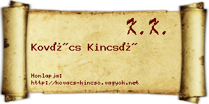 Kovács Kincső névjegykártya