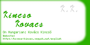 kincso kovacs business card